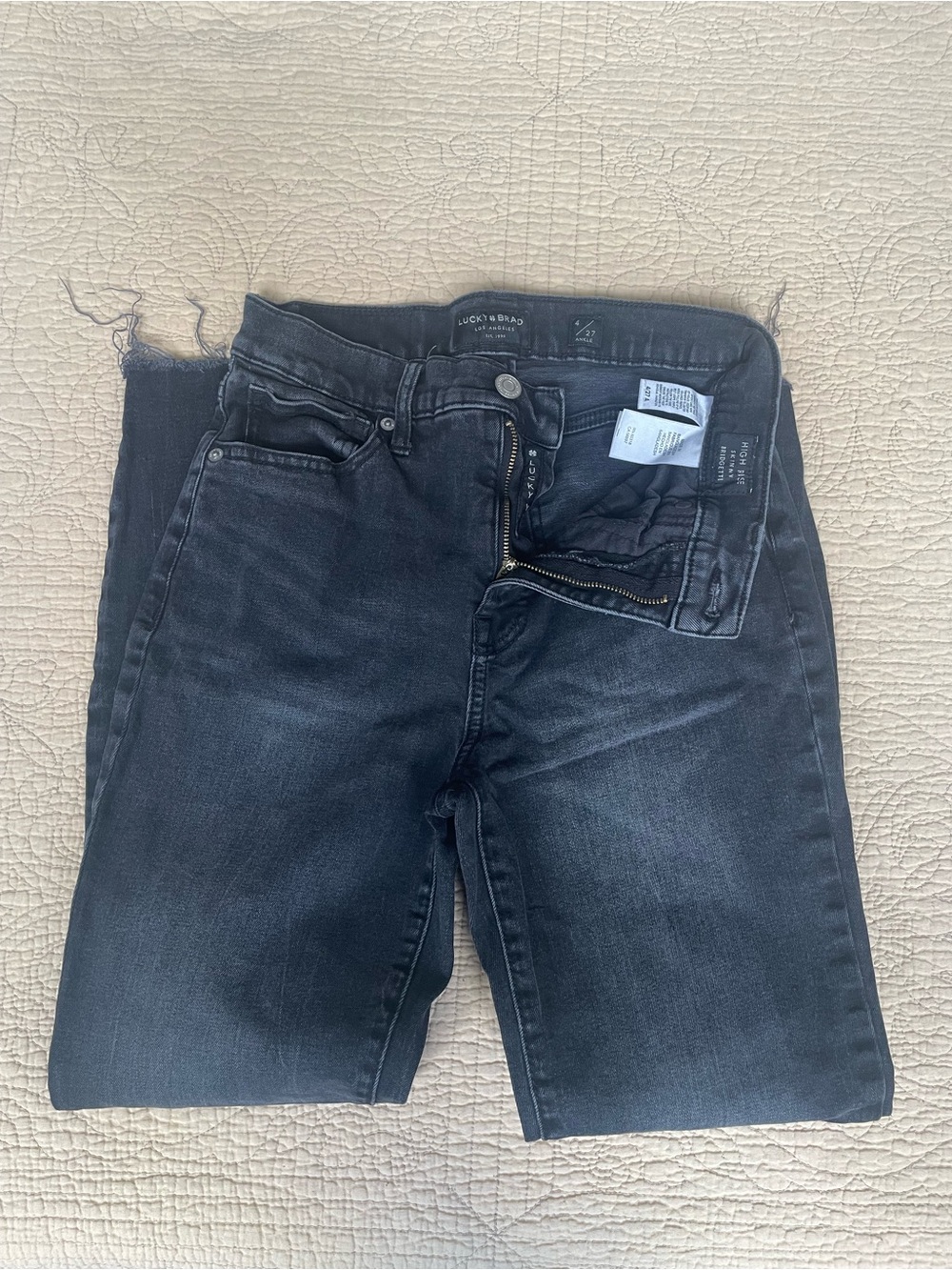 Lucky Brand Black Skinny Jeans with Raw Hem